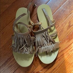 Leather fringe sandals